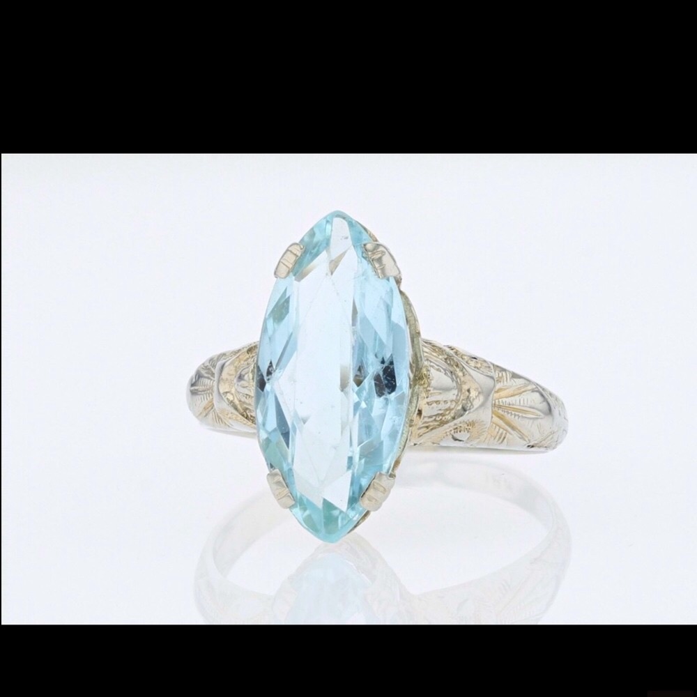 18k ART DECO FILIGREE SETTING WITH A 2.5ct NATURAL AQUAMARINE 💧 - Picture 6 of 6